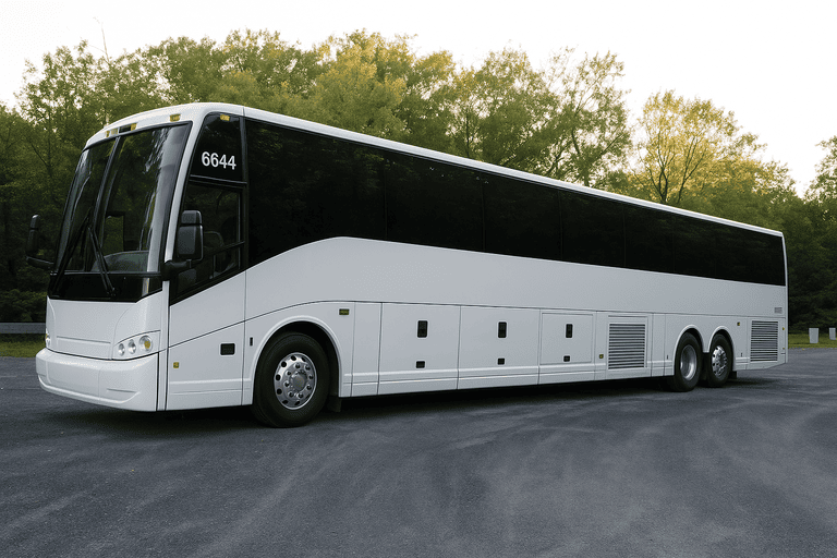 exterior of Charter Bus Rental Flower Mound coach bus